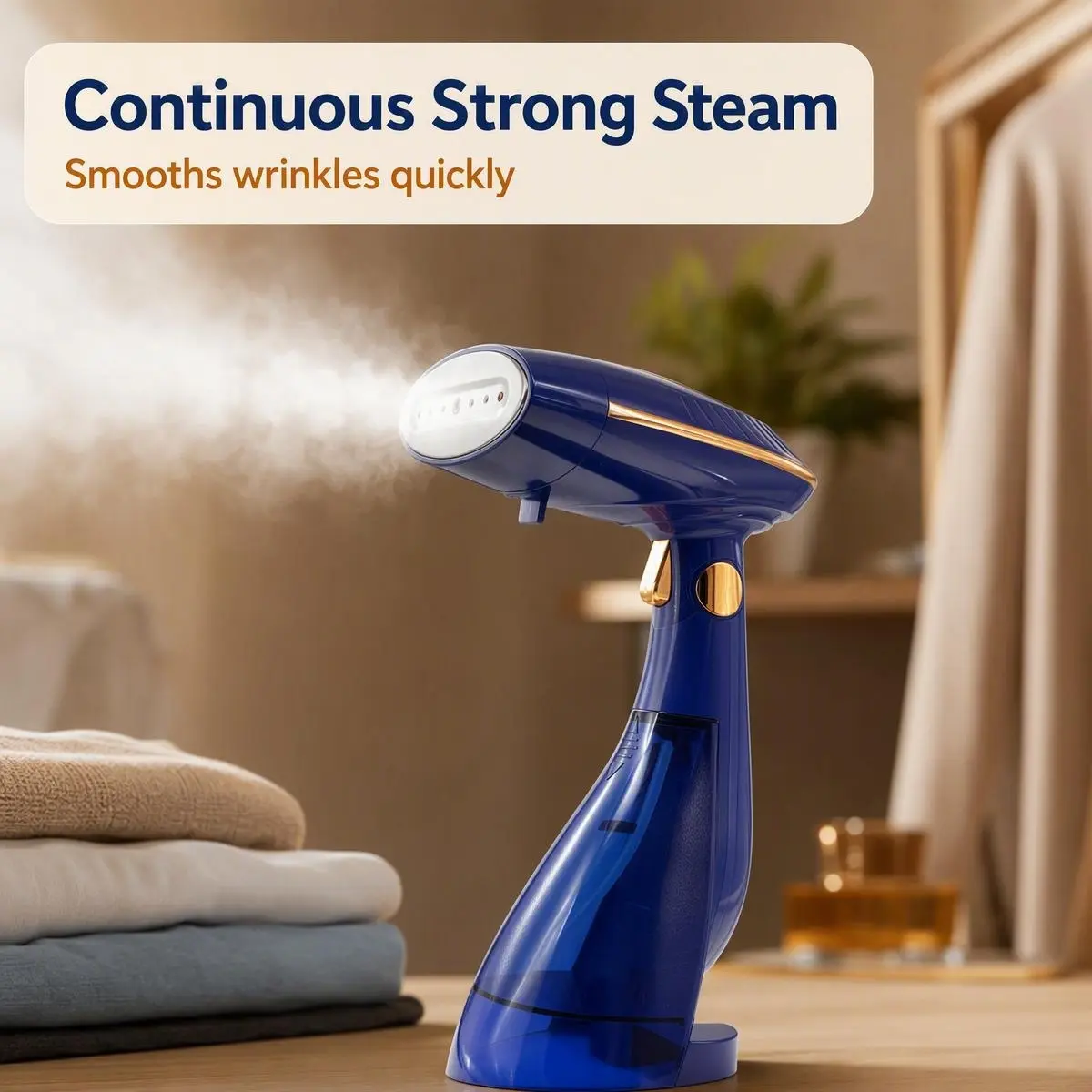 Continuous Strong Steam Iron - Smooths Wrinkles Quickly, Blue Color, Efficient Wrinkle Removal, Ideal for Home Use