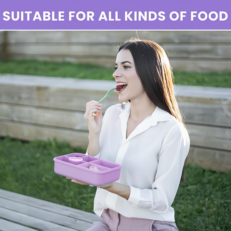 Bugucat Leak-Proof Bento Lunch Box 1300ML with 6 Compartments, Kids & Adult Bento Box with Cutlery, Dishwasher & Microwave Safe, High-Quality PP Material, 22x15x5.5 cm, Ideal for School, Kindergarten, Office