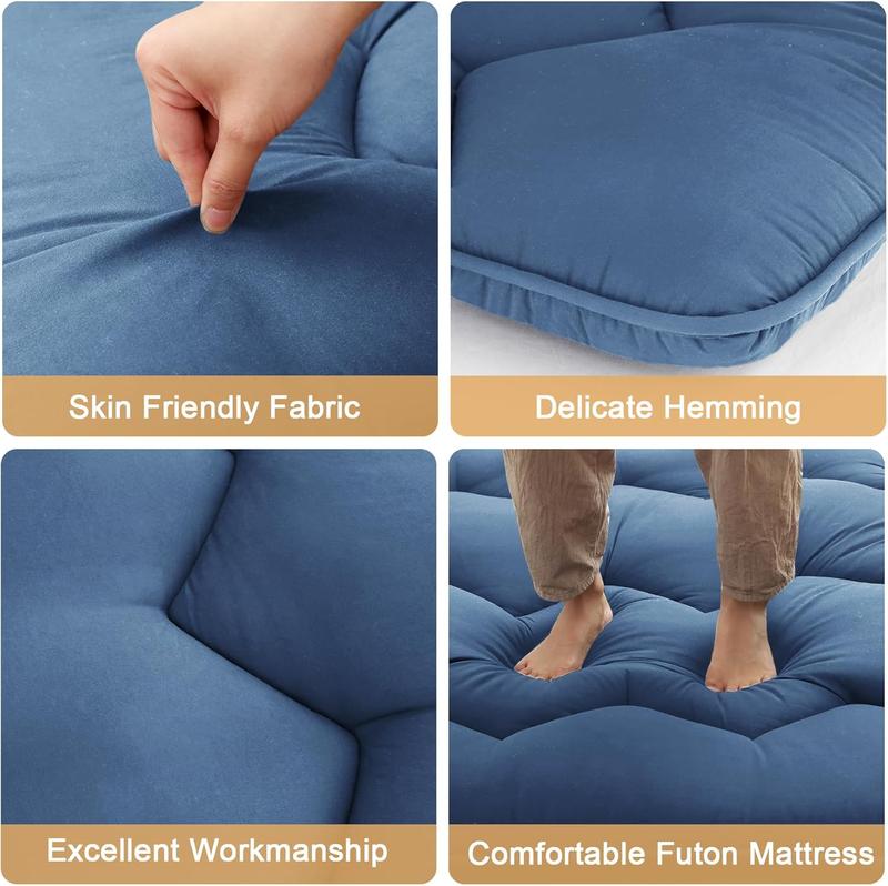 Japanese Futon Mattress, Twin/Full/Queen Size Foldable Japanese Style Floor Mattress Roll Up, Tatami Mat, Camping Mattress Pad