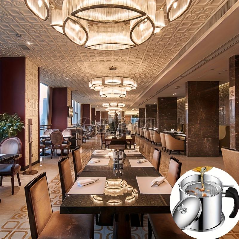 1400ml Stainless Steel Oil Dispenser w/Filter & Tray - Kitchen Fry Oil Storage Container