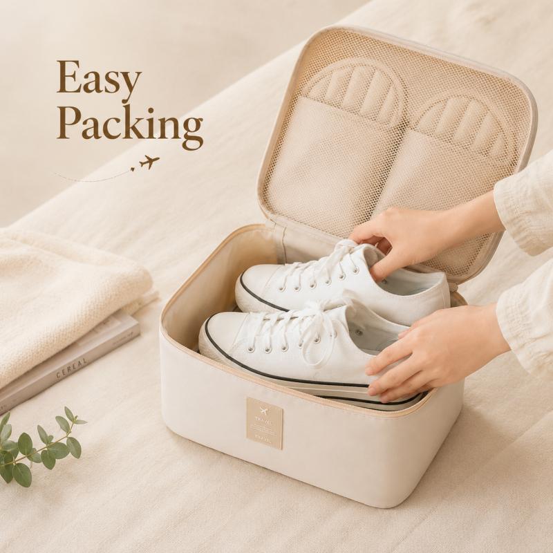 2-in-1 Dual-Use Polyester Shoe Storage Bag, Foldable Compact Home Organizer, Easy-to-Carry Travel Essentials Pouch, Portable Home Supplies Accessory