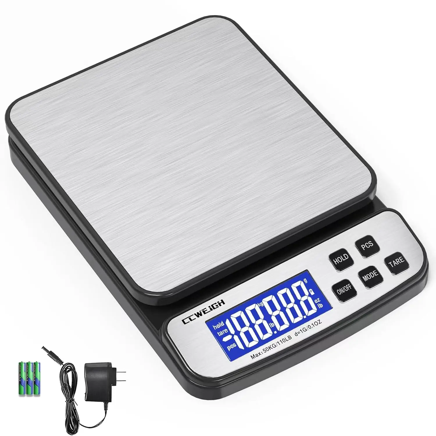 Shipping 110 lbs x 0.1oz with Hold/Counting Function/Tare,Stainless Platform Small Mail for Package,Postal,Food,Postage,Offices and