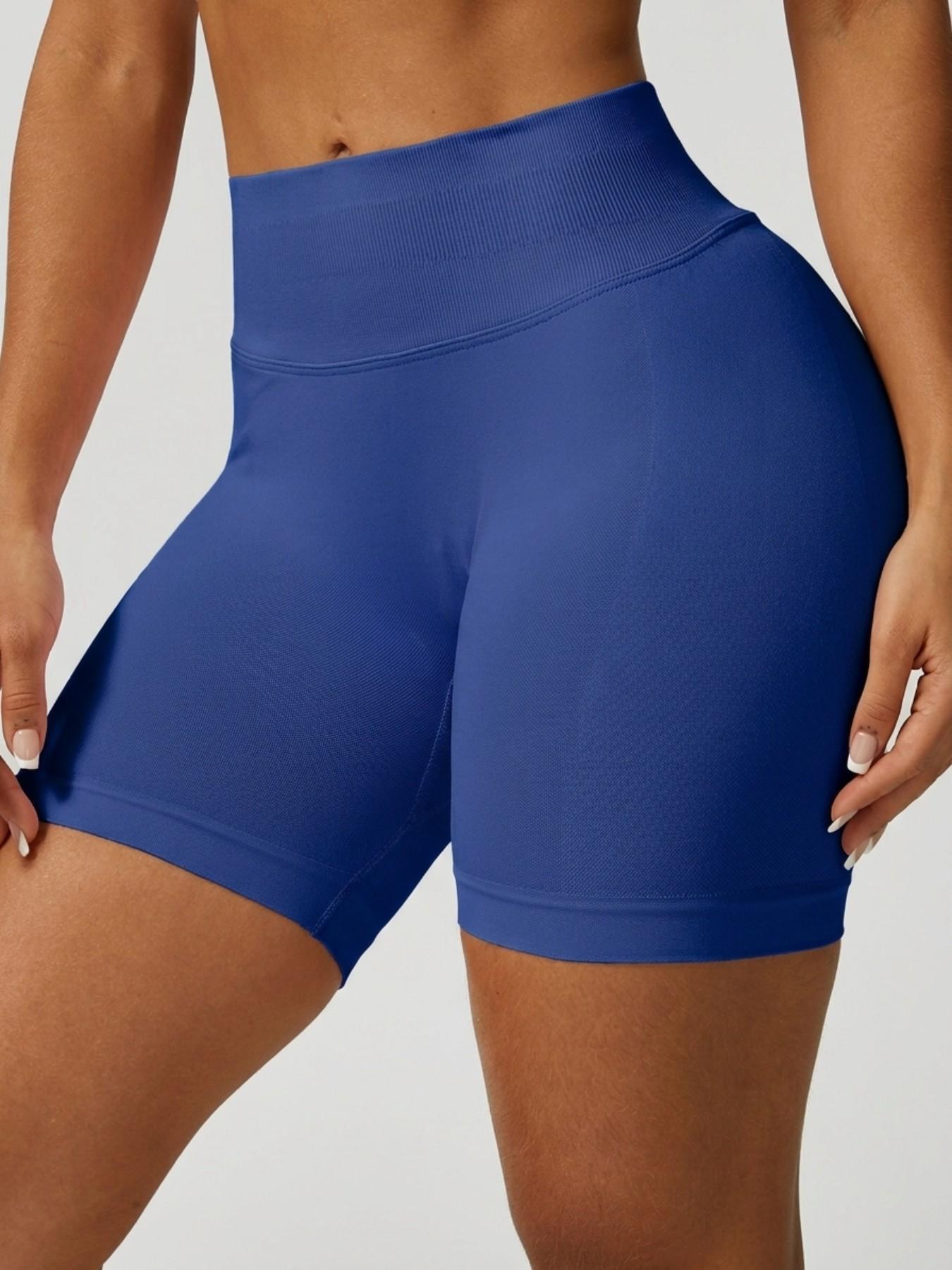 Women's Solid Color Sports Shorts 4 Way Stretch No Show Breathable Soft Comfortable High Waist Butt Lifting Shaping Active Bottoms Shorts Gym Training Seamless Peach Butt Shorts Outdoor Running Cycling Indoor Pilates Daily Versatile Yoga Shorts