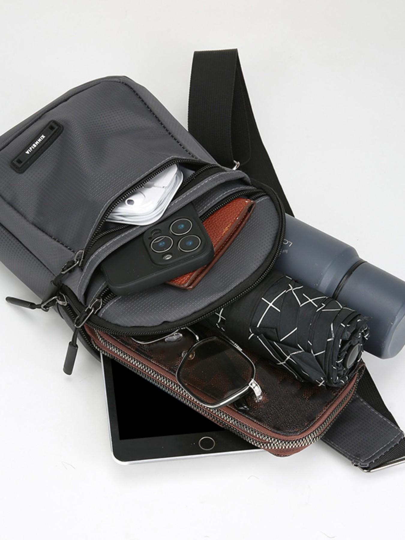 Men's Casual Nylon Chest Bag, Multi-Functional Zipper Pouch, Comfortable Outdoor Sports, Cycling, Commuting, Adjustable Strap Backpack