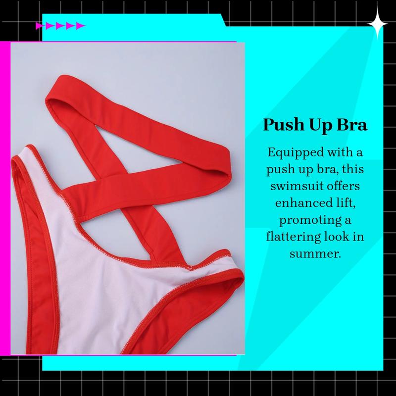 Women's Solid Sexy Criss Cross Bikini Set, Casual Halter Tie Back Swim Bra & High Waist Swim Panty, Push Up Swimsuit for Women, Summer Lace-Up Swimsuit For All Season, Two Piece Bandage Bathing Suits 2026,Fitted Cut-Out Beachsuit, Criss Cross Swimsuits .