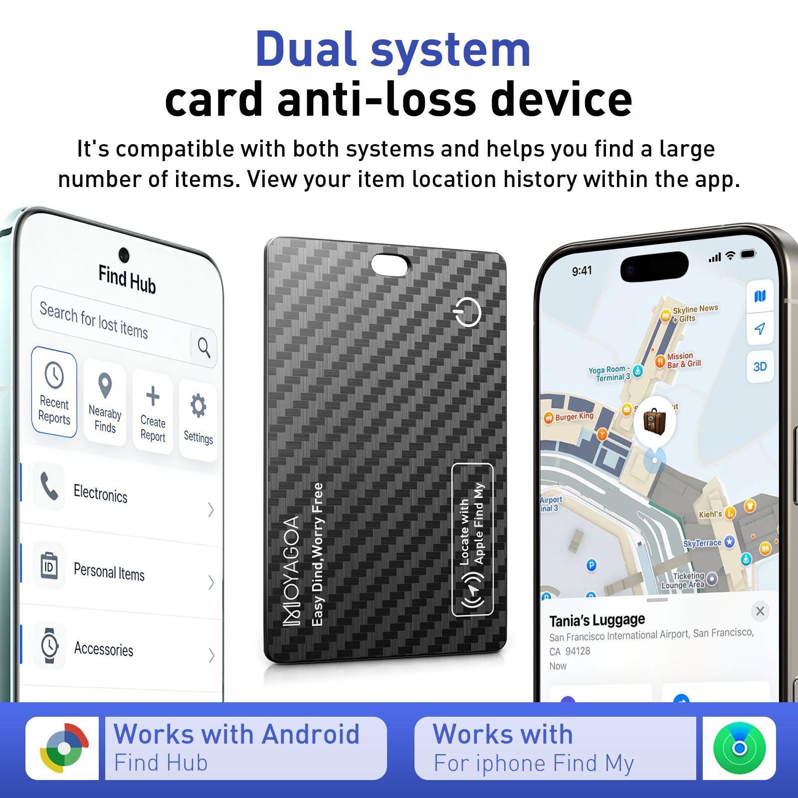 1PC Ultra-Thin Tracking Card for Luggage Tags, Passports, Phones, Wireless Charging Wallet Locator, Compatible with Apple & Android Global Tracking