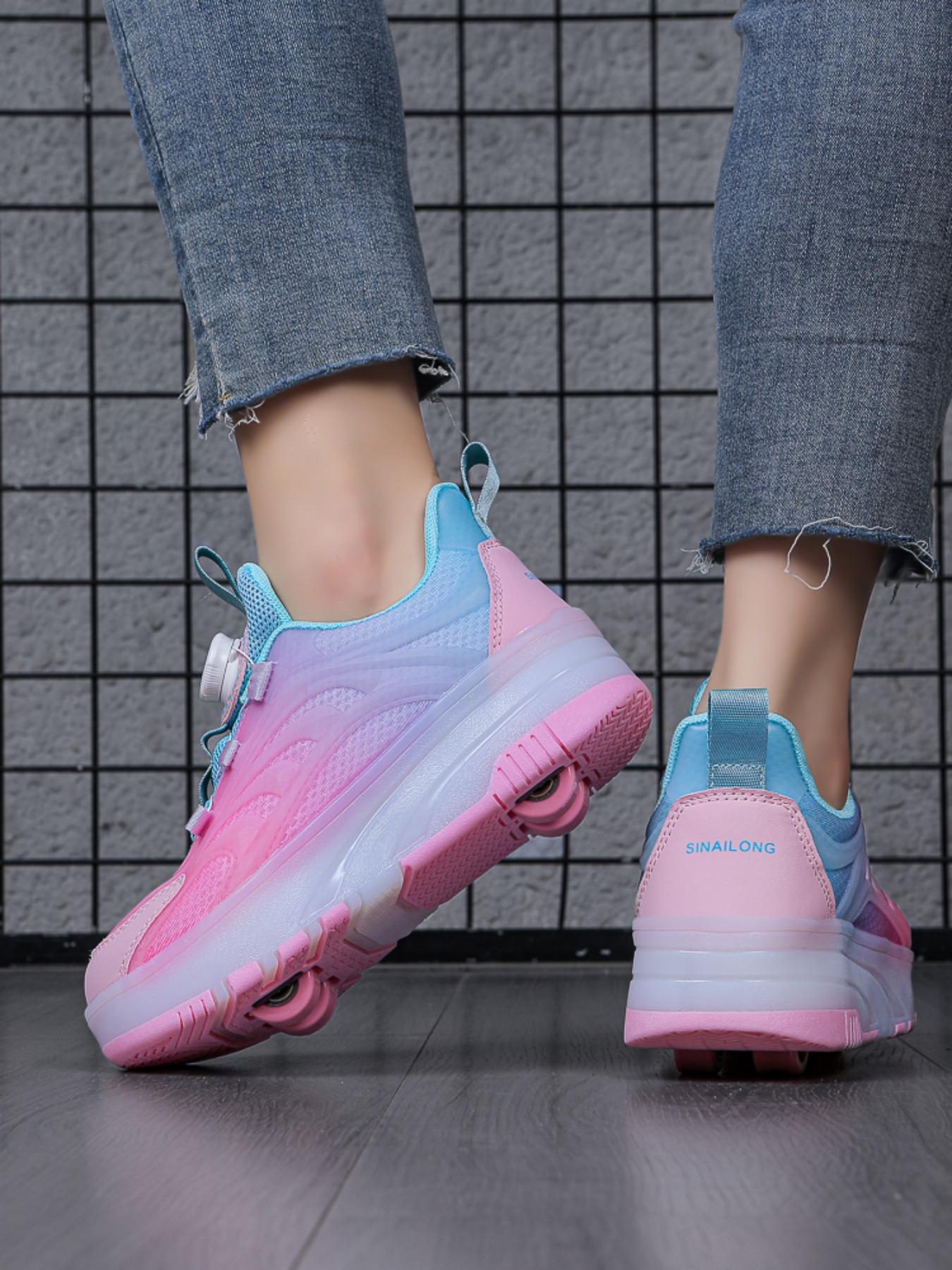 Colorful Straight Line Roller Skates, Unisex Student Sports Shoes, Walking Casual Shoes, Detachable Four-Wheel Design, Shoes with Wheels