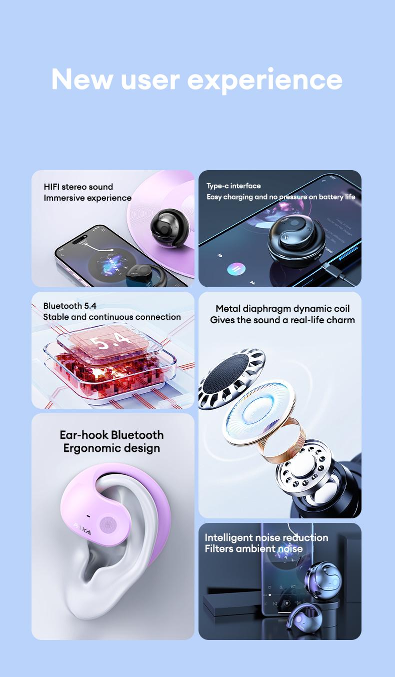 PAXA X15 PRO Earphone Wireless Bluetooth 5.4 OWS Waterproof Sport Headsets Noise Reduction Headphones Audio  Electronic