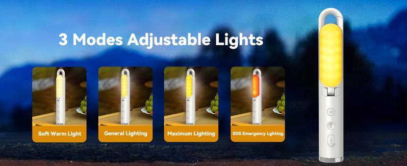 Foldable 4in1 Multifunctional Camping Light, Outdoor Light, SOS Light, Flashlight,SteadyLight,Seamless Folding Design, Extended Battery For 24H Use