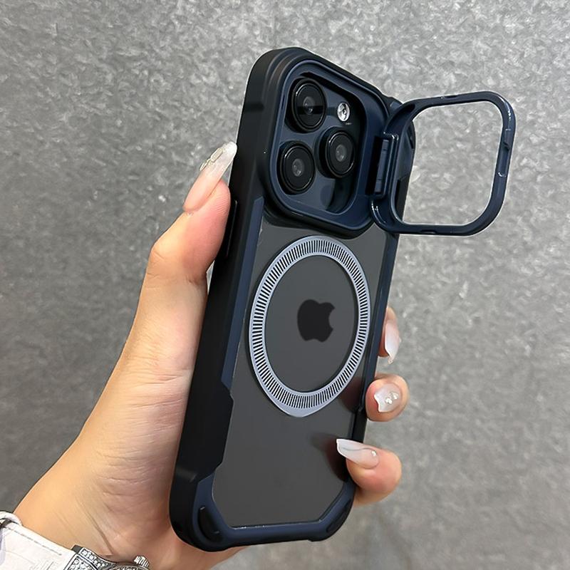 Premium Transparent Protective Case for Iphone 17 16, 15, 14, 13 Pro Max Air Plus, Featuring Magnetic Attachment And a Camera Lens Stand  Compatible with Magsafe