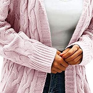 Saodimallsu Women's Hooded Open Front Cardigan Cable Knit Sweater Solid Color Chunky Long Sweater Coats Casual Fit Knitwear with Two Side Pockets Saodimallsu Women's Hooded Open Front Cardigan Cable Knit Sweater Solid Color Chunky Long Sweater Coats Casual Fit Knitwear with Two Side Pockets