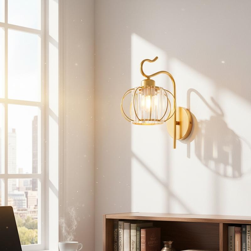 /gold Crystal Wall Light, Straight Groove E2 Socket Creative Lamp, Suitable for Hallway/bedroom/living Room, Indoor Lighting (no Bulb Included)