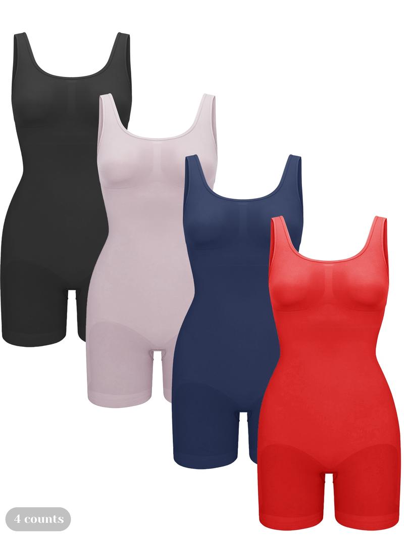 Shorts Bodysuit for Women Black Tummy Control, Body Sculpting Compression, Minimalist Shapewear Seamless Sexy Butt Lifting Workout Bodycon One Piece Short Jumpsuit