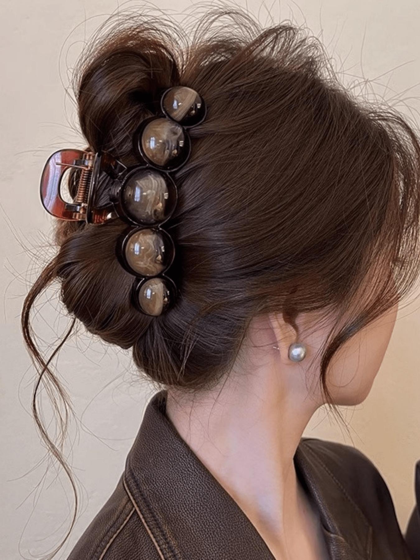 1pc Fashion Pearl Large Simple Elegant Acrylic Hair Claw Hairpin, Suitable For Party, Commute, Outfit Matching, Hair Accessories, Claw Clips