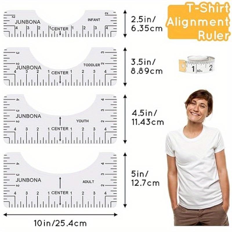 4Pcs T-Shirt Alignment Ruler Graphics Tshirt Alignment Tool Tshirt Craft Ruler with Guide Tool for Making Measuring Tape Tools