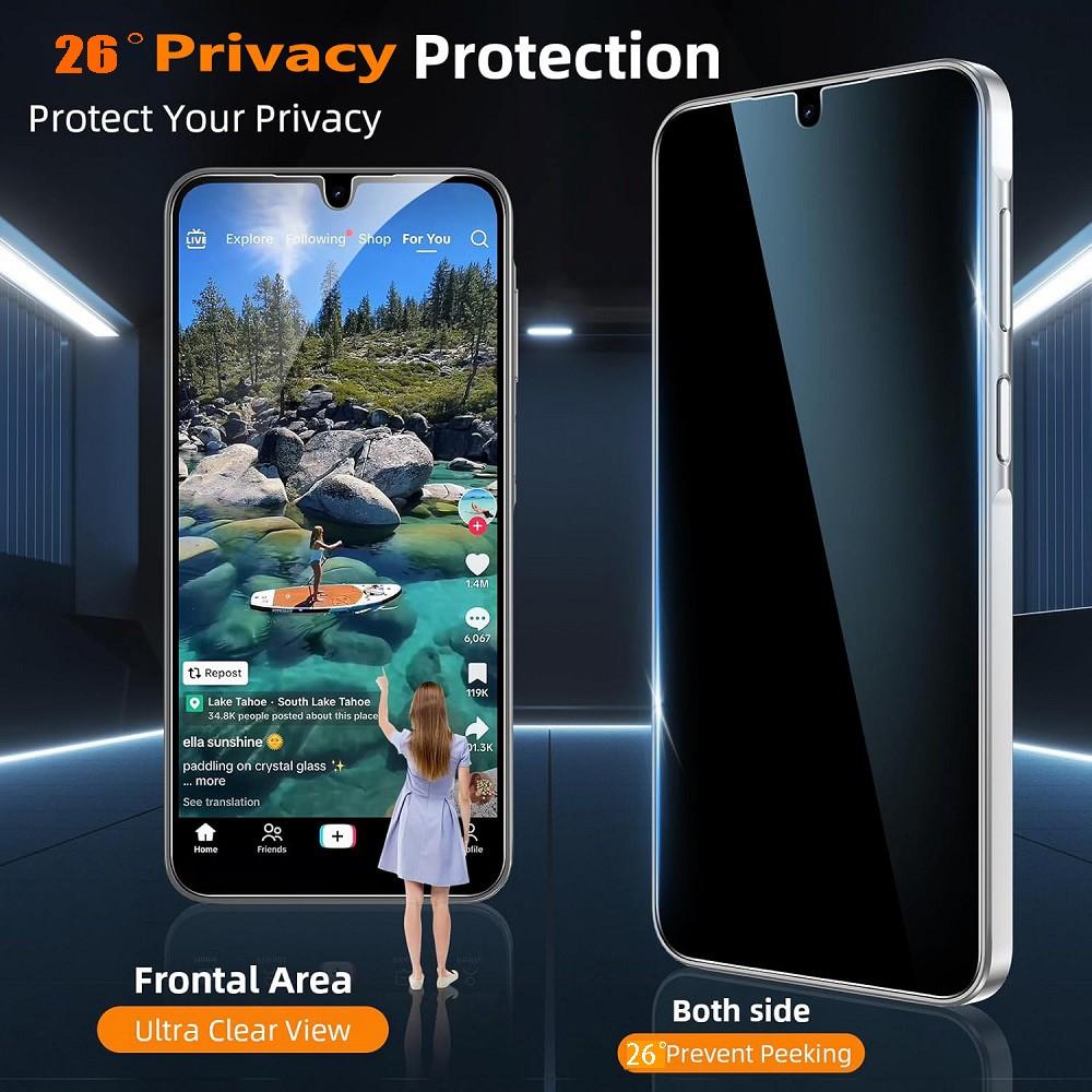 4 Pcs Privacy Screen Protector Suitable for Samsung Galaxy S25 FE A14 A15 A16 A17 A24 A25 A26 A27 A34 A35 A36 A37 A51 A52 A52s A53 A54 A55 A56 A57 Privacy Protection Tempered Glass Easy install Full Cover Anti Scratch 9H Glass