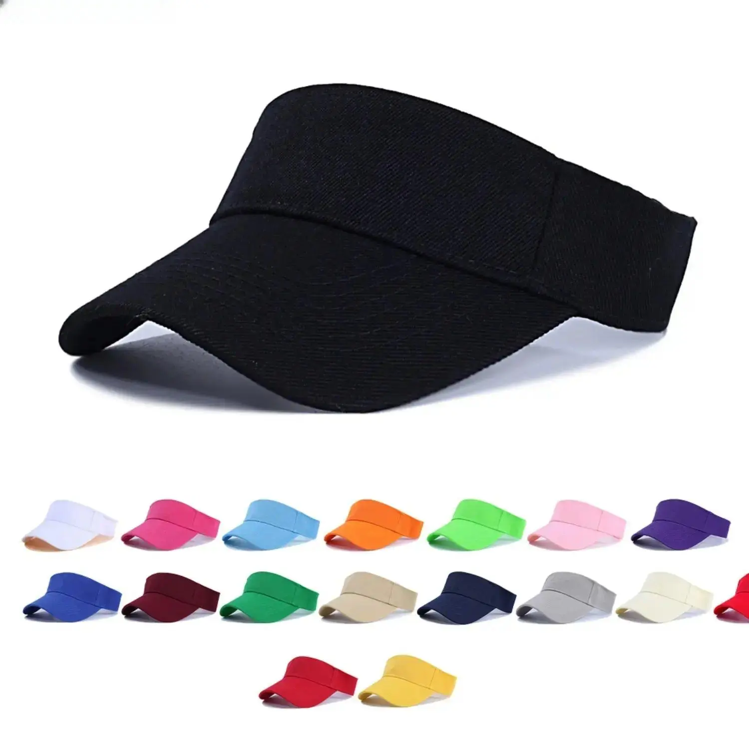 Unisex Cotton Sun Visor, Adjustable Wide Brim UV Protection Visor, Outdoor Hat for Tennis, Camping and Beach