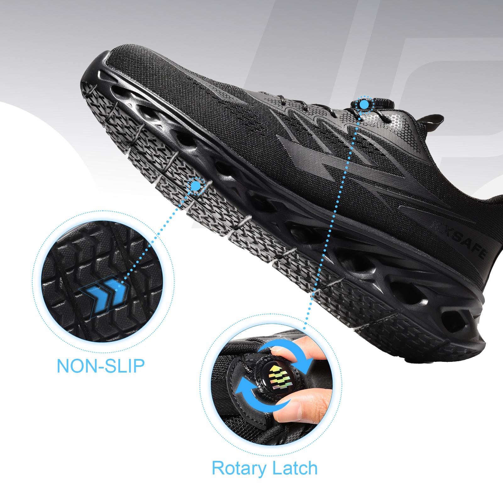 Steel Toe Shoes for Men Women Safety shoes stylish shoes Work safety sneaker Stylish shoe with Rotating Buckle Smash Stab Resistant Air Cushion Safety Shoes Comfortable Breathable  All-Day Comfort  Work Shoes Industrial Work Safety Sneaker All Seasons