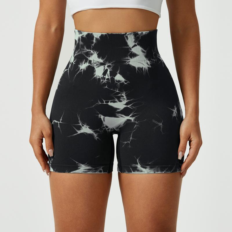 NcmRyu Women's Tie-Dye Booty-Lifting Shorts - Buttery Soft 4-Way Stretch Anti-Roll Waistband Breathable Activewear Yoga Gym Streetwear women