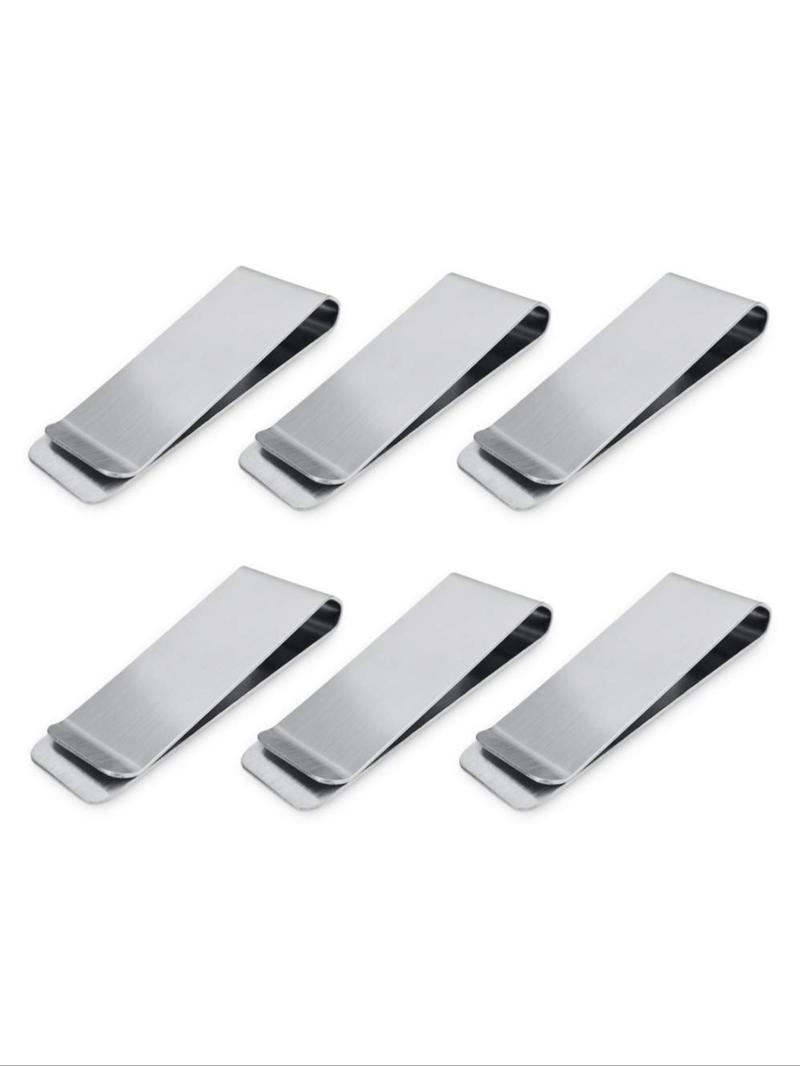 Simple Metal Money Clip for Cash and Credit Cards (1/3/6/12pcs), Fashion Money Holder, Stainless Steel Card Holder for Travel & Business, Casual Versatile Card Holder for Men, Office Desk Accessories