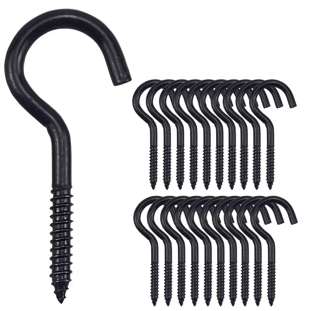 20-Pack Stainless Steel Screw Hooks, Cup Hooks, Bolt Hooks for Heavy Decorative Lamps and Clothing Baskets, Durable and Versatile