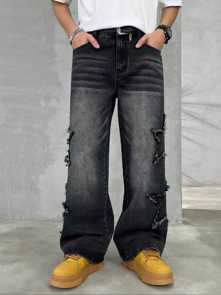 Men's Vintage Loose-Fit Straight Leg Jeans, American Street Style Denim Jeans, Perfect Gift for Husband Boyfriend, All Seasons Wear