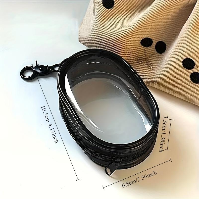 1pc Oval Zippered Plastic Packing Organizer for Apparel - Mini Portable Earbud, Cable and Charger Storage Case with Keychain - Travel Pouch for Accessory Organization Headphone Bag