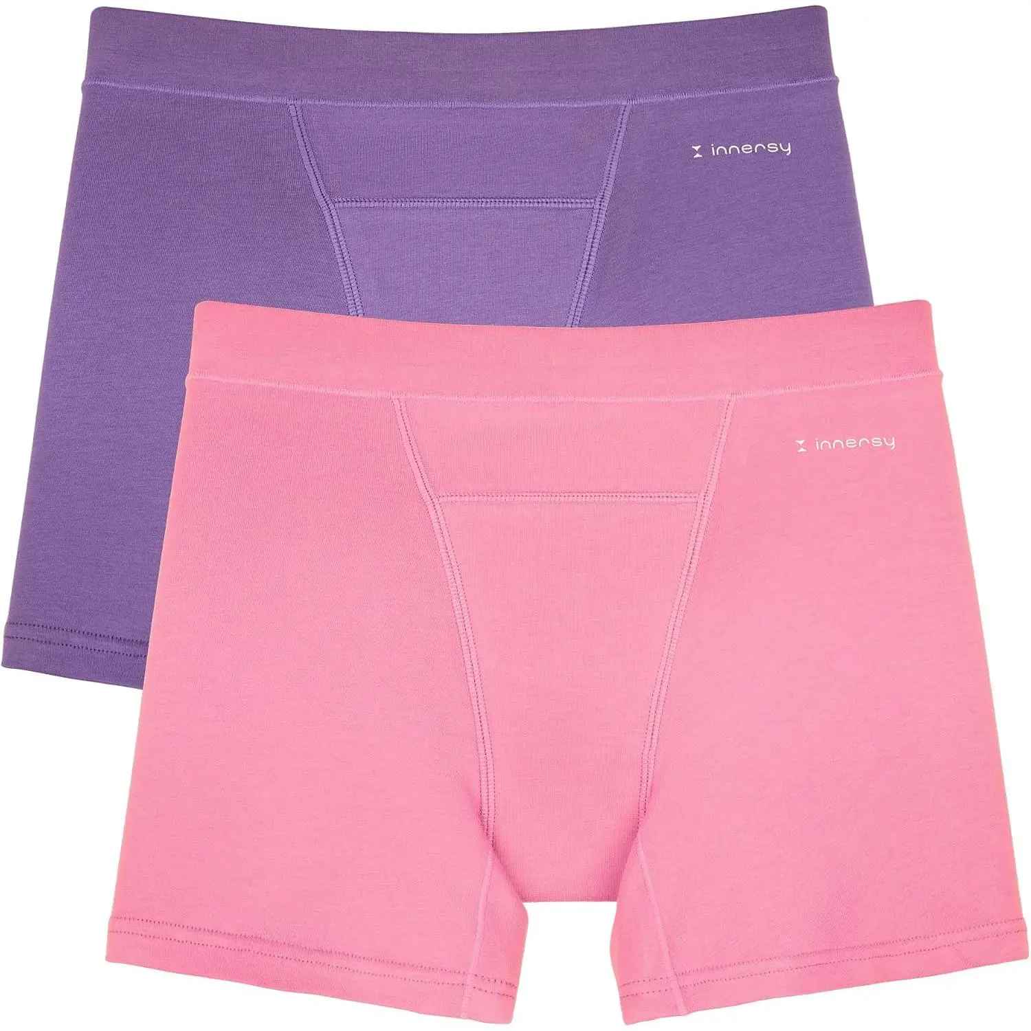 INNERSY Teen Girls' Heavy Flow Period Boyshorts 2-Pack | 40ml Absorbency, Cotton Panties, Leakproof Crotch, Overnight Protection for Teen Aged 10-18