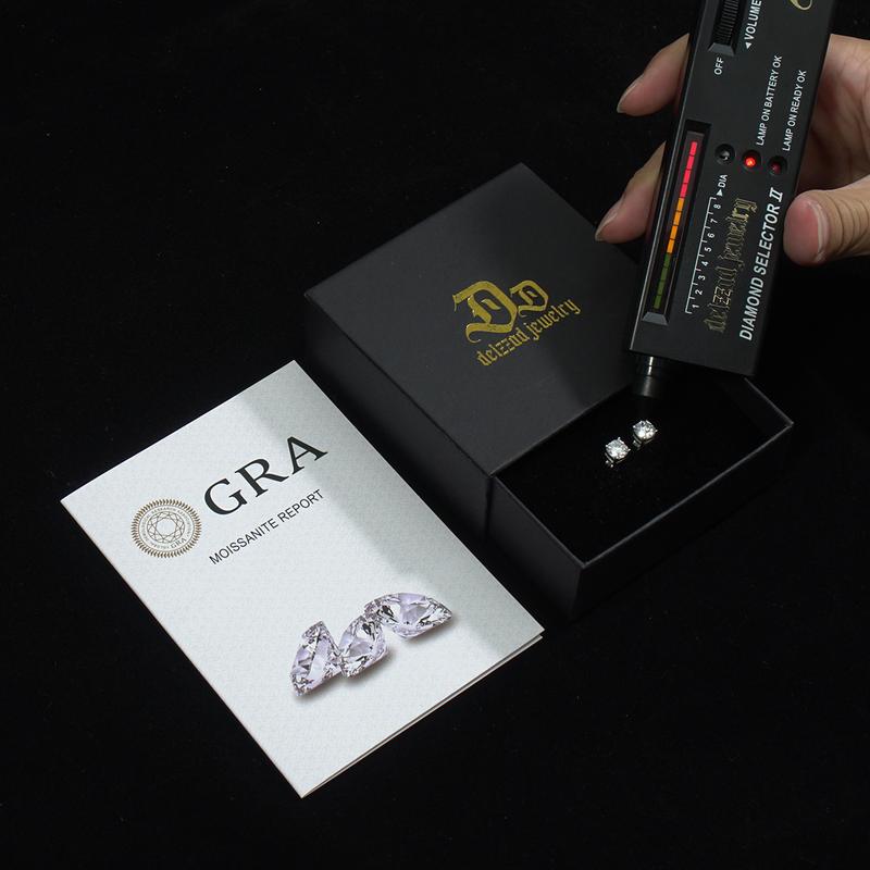 Delzzad Cushion Cut Prong Solitaire Stud Earrings VVS Synthetic Moissanite S925 Stud Earrings Birthday Anniversary Mother's Day Christmas Gifts for Men Women