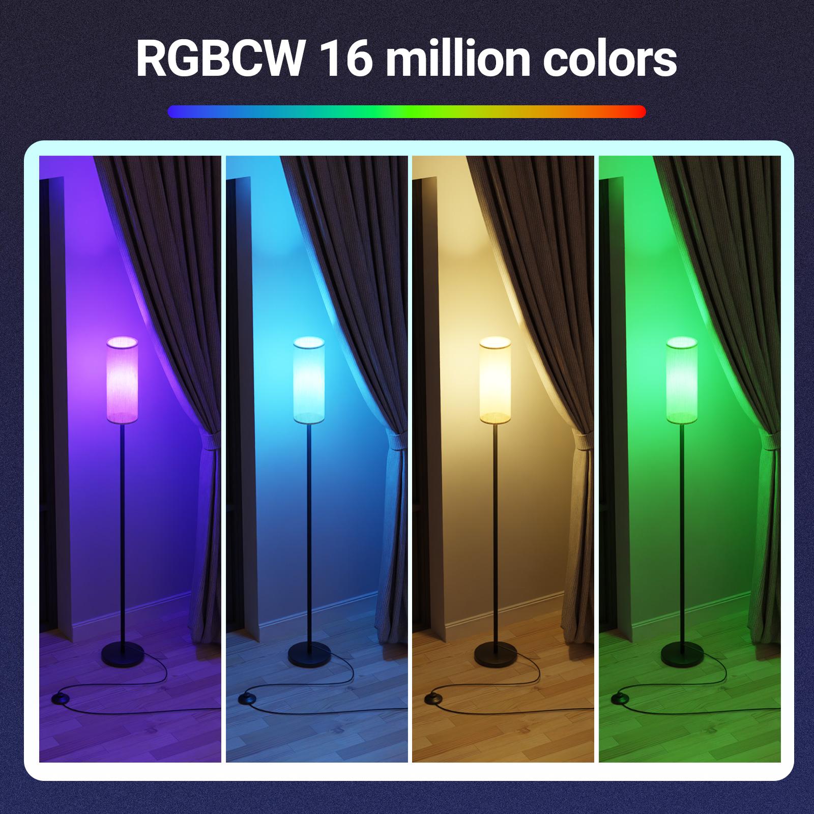 DAYBETTER Floor Lamps For Living Room, Dimmable 2700-6500k, Modern Floor Lamp With Remote, Tall Standing Lamps For Living Room Bedroom Office Corner, Foot Switch, Beige Shade, 9w Rgb Led Bulb.