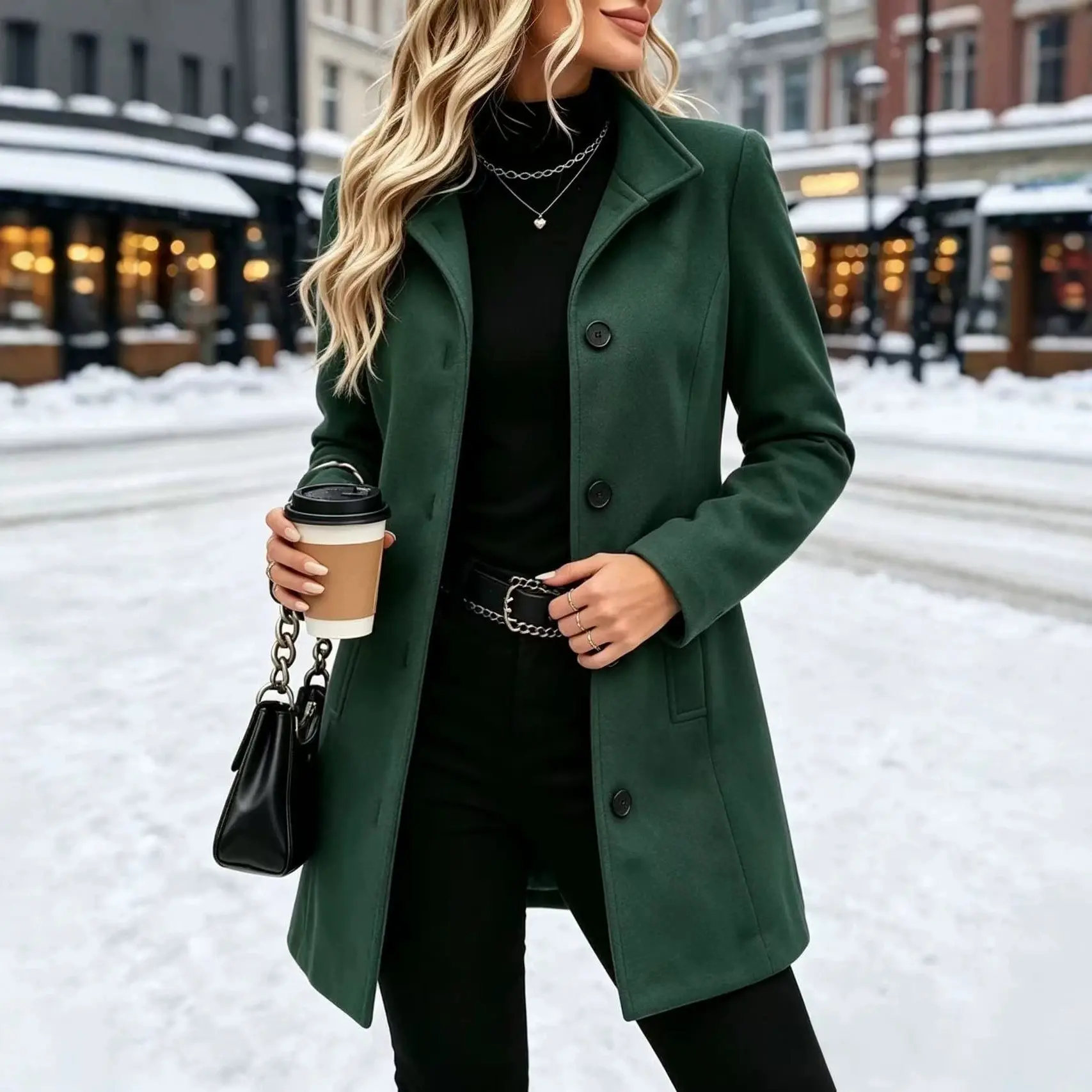 Women's Modern Long Quilted Coat, Streamlined Fit, Lightweight Full-Zip Jacket for Cool Weather