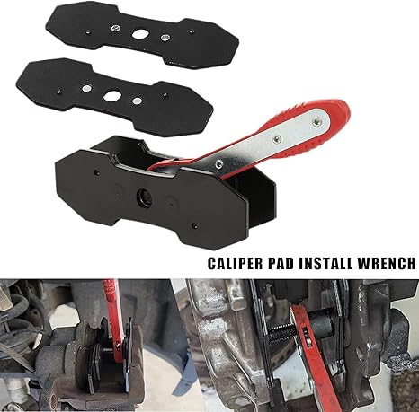 Brake Caliper Press Tool 360 Degree Swing Ratchet Expander Wrench Car Wheel Piston Spreader with Extra 2PCS Caliper Hanger Hooks Single Twin Quad Sextuplet Piston Disc Brake Caliper