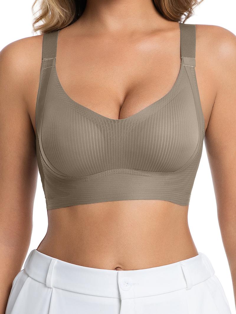 3/4 counts Women's Solid Wireless Bra Comfortable Breathable Push Up Bra, Softness Lightweight Lingerie for All Seasons Womenswear Lingerie for All Seasons, girl,Soft Comfortable Breathable Ribbed Push Up Seamless Bra, gift