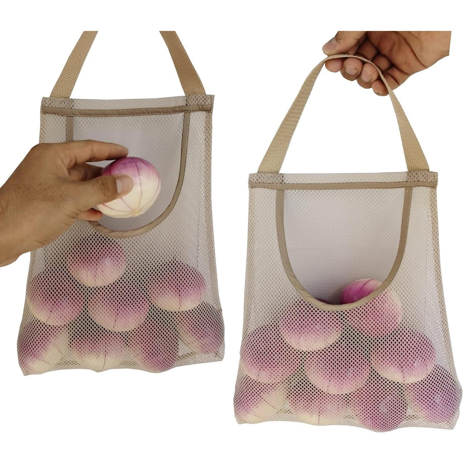 5 Pack Mesh Storage Bags Potatoes Bag Onion Mesh Garlic Net Long and Large Net Storage Produce Bags for Kitchen Grocery Bags (Top opening beige) 5 Pack Mesh Storage Bags Potatoes Bag Onion Mesh Garlic Net Long and Large Net Storage Produce Bags for Kitchen Grocery Bags (Top opening beige)