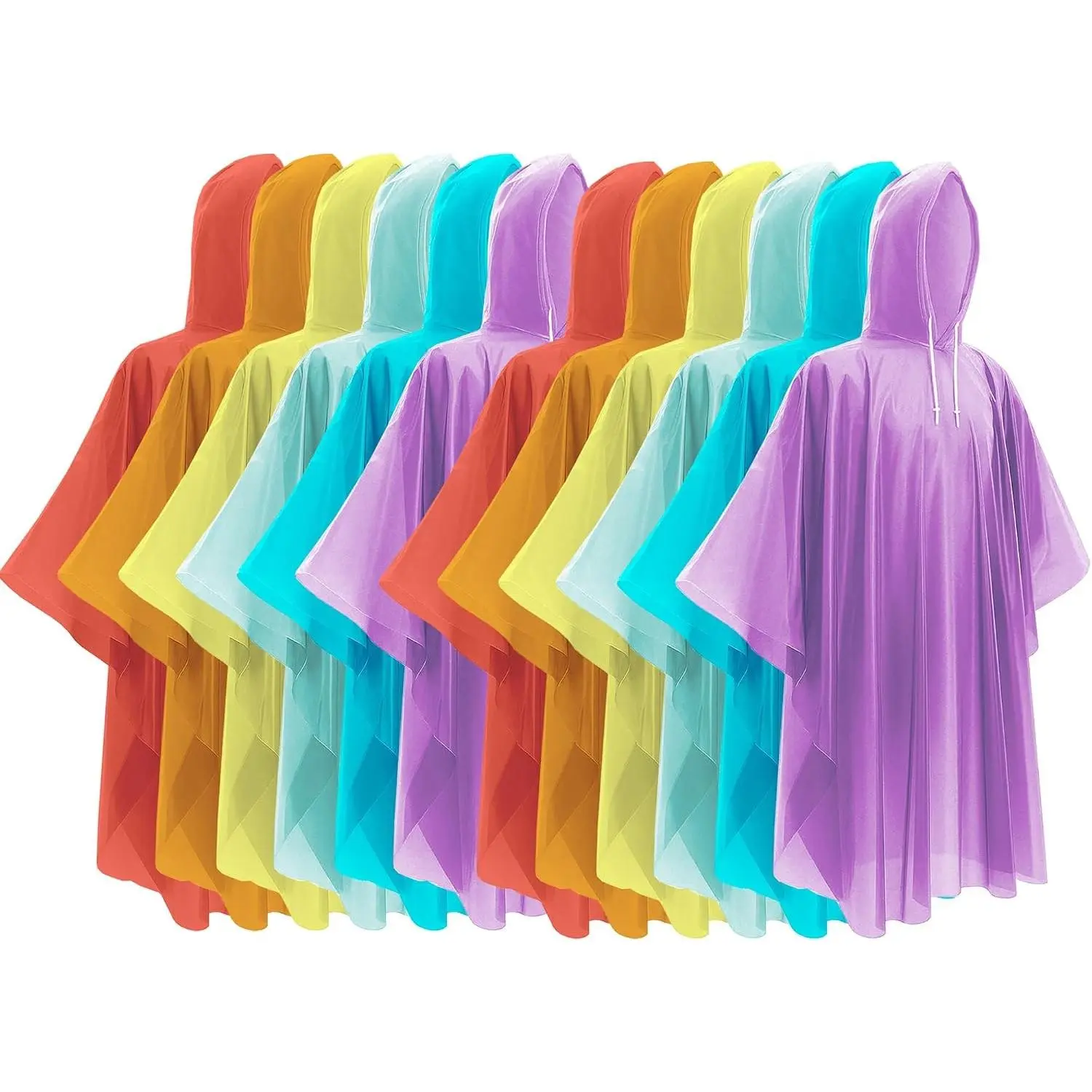 Rain Ponchos for Adults - Extra Long Emergency Poncho with Hood, 6/12/24 Family Pack Raincoat, Home Survival Kits