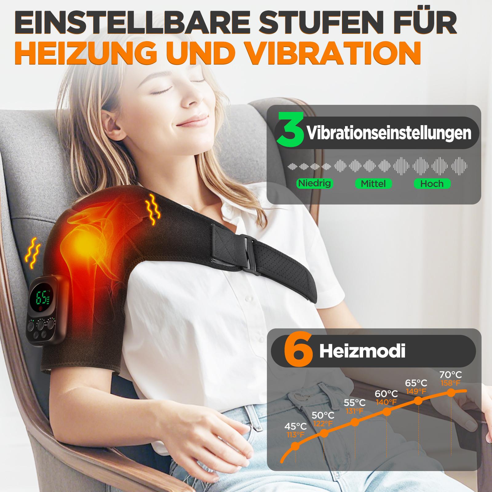 Heating Vibration Massage Shoulder Pad 3-speed Heating 3 Vibration Massage Portable Shoulder Massage Equipment USB Rechargeable Gift for Parent
