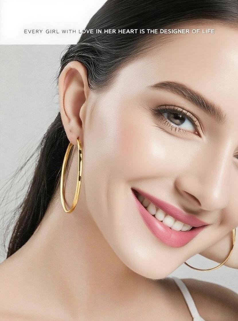 vintage hoop earring 18K Golden Plated Pair - City Wall Texture Round Earrings | Hypoallergenic, Non-Fade, Elegant & Minimalist Style,With Free Gift