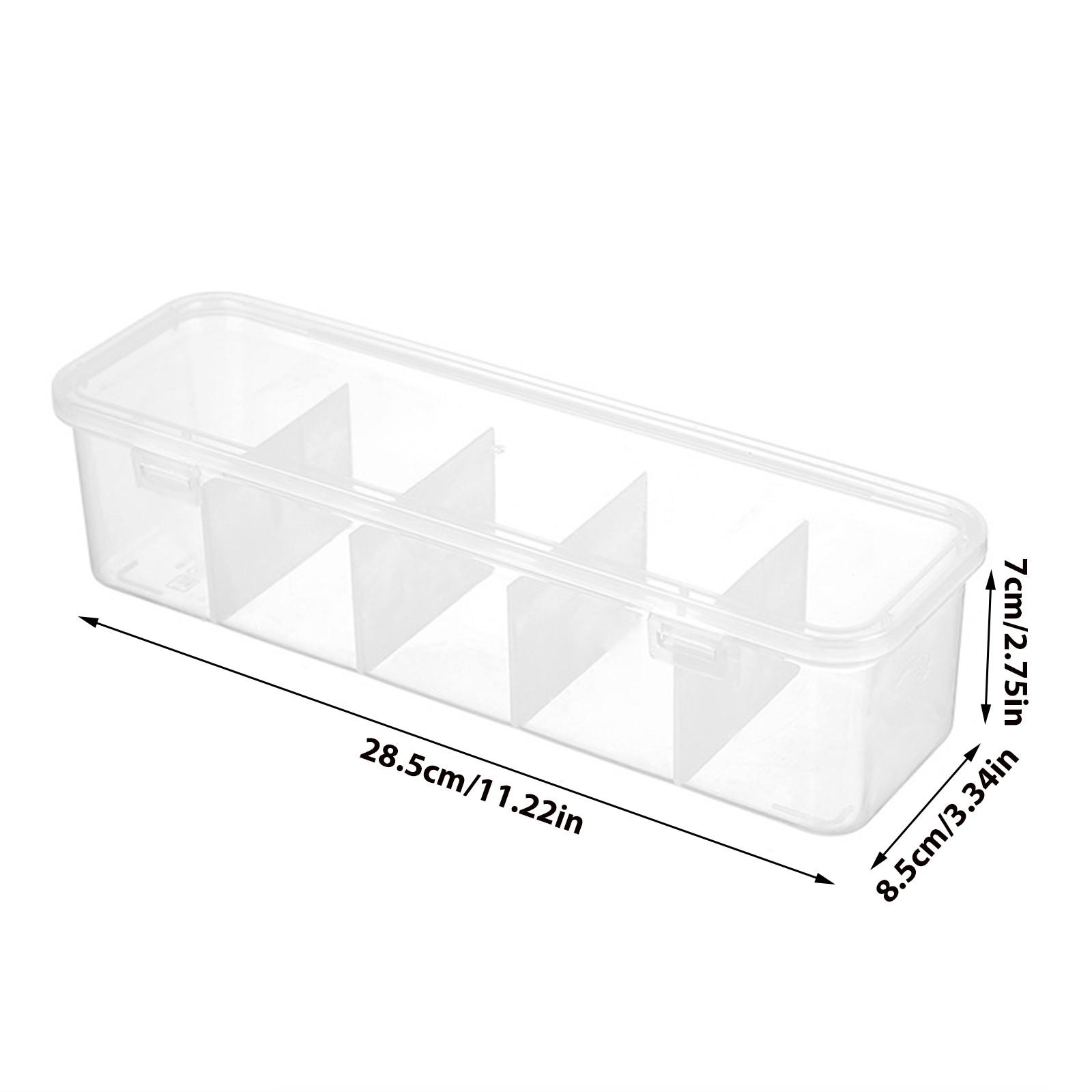 2-Pack Large Capacity Transparent Storage Box with Clips, 5 Compartments, Food-Grade PP Material, Dustproof Lid, Multi-Use for School/home/kitchen/bathroom