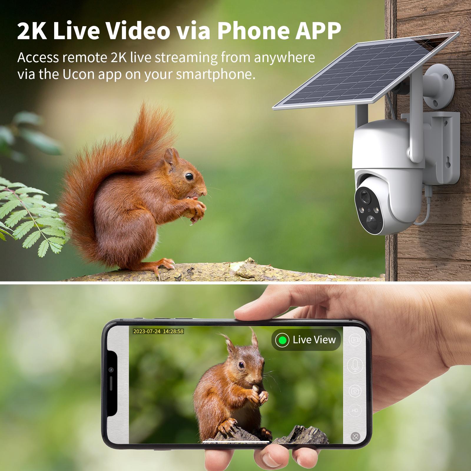 White 4G LTE Cellular Solar Surveillance Security Camera – 2K HD Video 360° View, No WiFi, Remote APP Controlled, Motion Activated, Night Vision, 4G Data Card Included (Data refill is required for Unlimited 4G data usage)