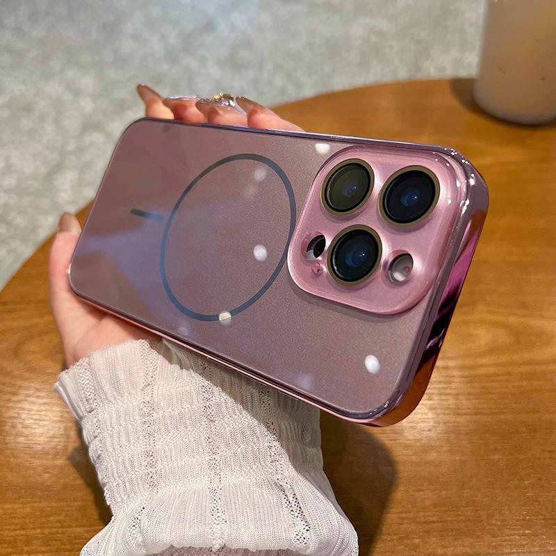 Compatible with iPhone 17 Pro Max/ 17 Pro/16/15/14/13/12 Pro Max Phone Case Magnetic phone case Electroplating protective cover phone case hlk04