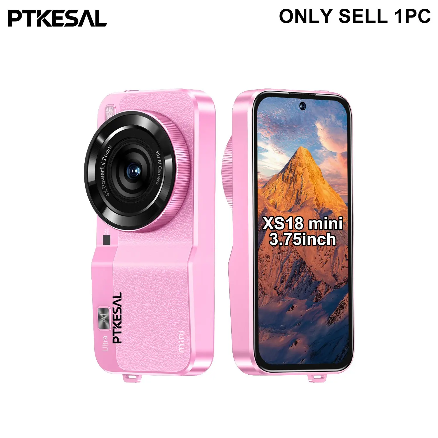 PTKESAL‑ cost-effective XS18 mini pocket phone, 3.75-inch portable screen, MTK6580 quad-core, 2+16GB memory, 2350 mAh battery, Android 10.