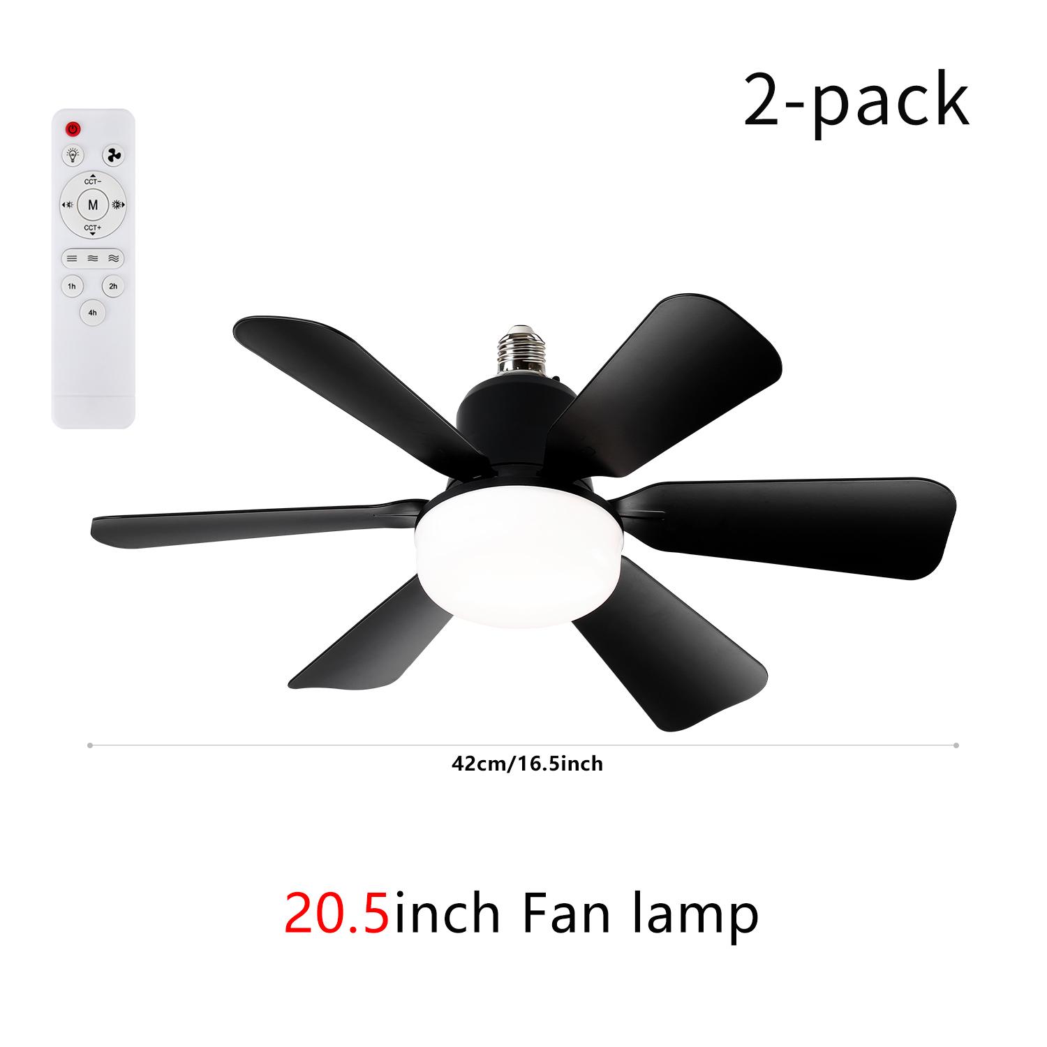 E27 Socket Fan Light Lamp, Adjustable Dimmable Timer, 3 Color Modes 3000k-6500k, Remote Control, Ideal for Bedroom/kitchen/living Room/dining Room/garage/walkway