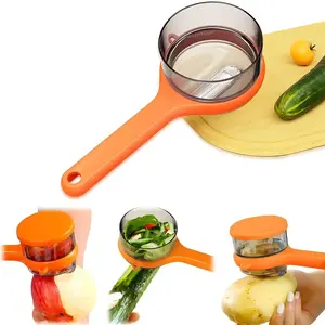 Peeling Knife with Storage Box, Upgrade Vegetable Peeler with Storage Bucket, Ergonomic Non-Slip Handle Stainless Steel Swivel Vegetable Peeler for Fruit Carrot Veggie Potatoes Peeler (orange)