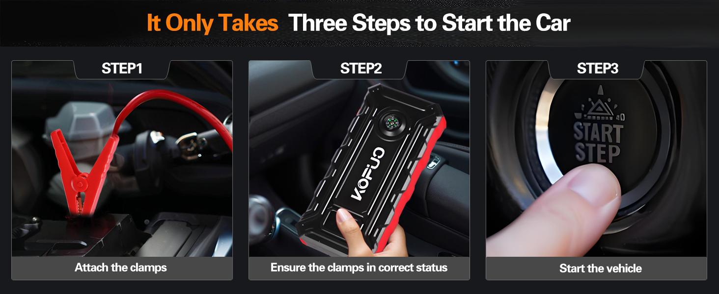 KOPUO 12V 3000A Portable Multifunctional Car Jump Starter with Smart Clamp & International Warranty Perfect for Urban Commuters and Outdoor Adventurers StarterBattery Pack - Vehicle Truck battery jump pack
