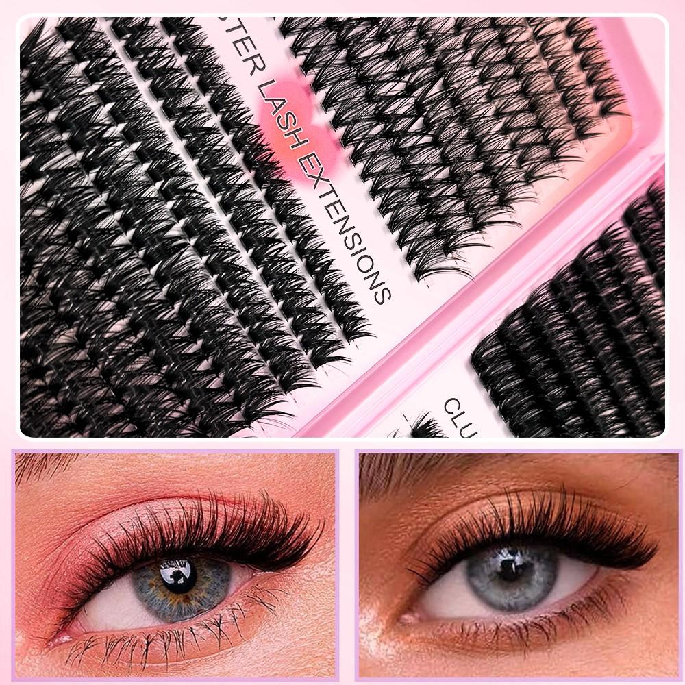 608 Pcs Eyelash Extension Kit, Individual Set Eyelashes, D-Roll, Multiple Lengths, Odorless, Easy to Apply, Home Makeup Books