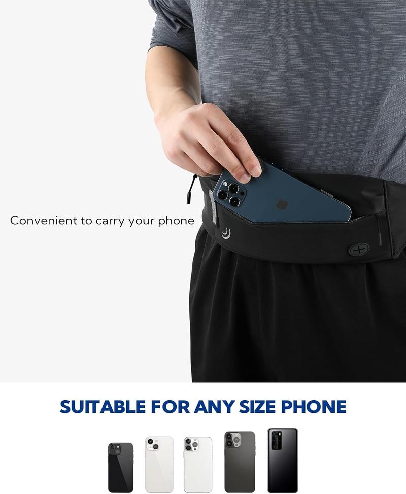 WATERFLY Slim Running Belt Fanny Pack for Women Men Phone Holder Runners Pouch Waist Belt for Workout Jogging Multifunctional Sports Bag water-resistant Outdoor Gear