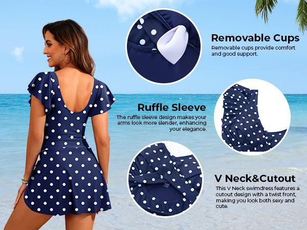 Yonique Women Swimsuits with Skirt - One Piece Tummy Control Swim Dress Cutout Bathing Suits Yonique Women Swimsuits with Skirt - One Piece Tummy Control Swim Dress Cutout Bathing Suits