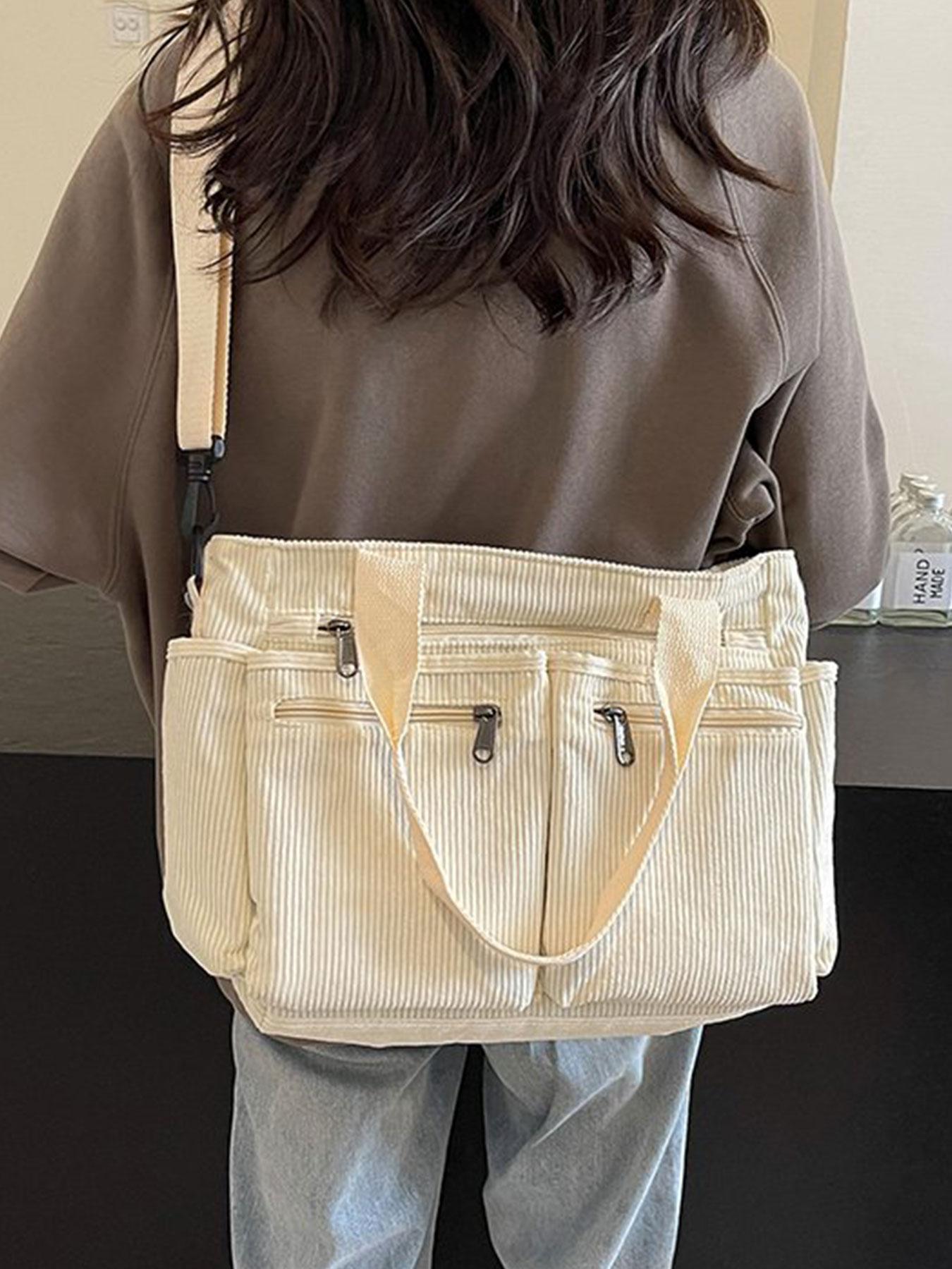 New Strawberry Print Large Capacity Multi-Pocket Tote Bag, Fashion Simple Shoulder Bag, Ideal for Students, Shopping, Commuting, Women's Backpack