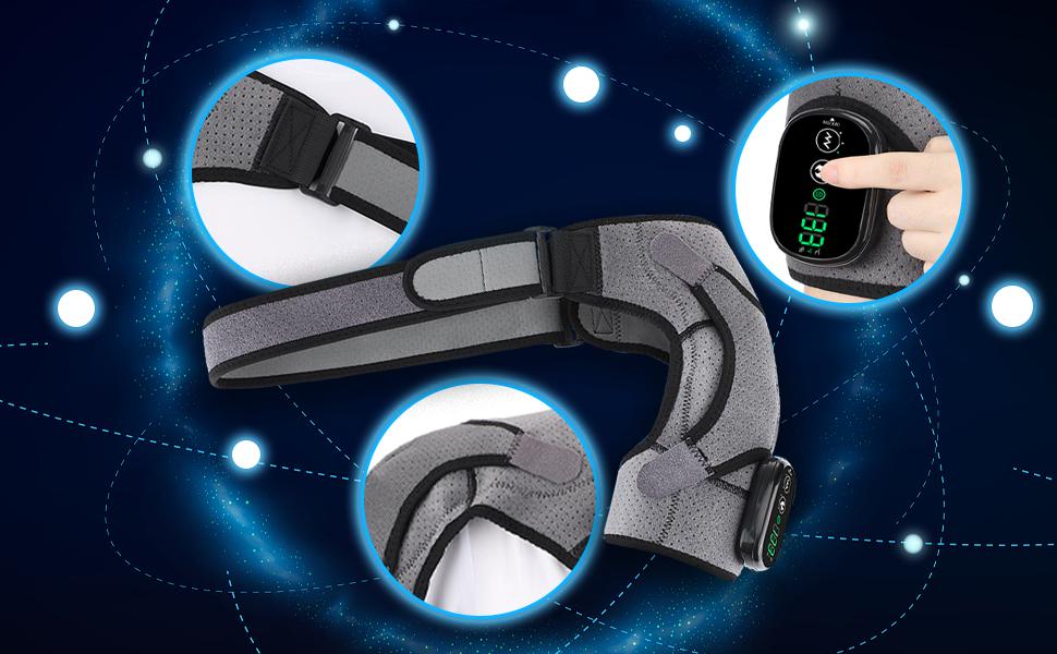 Cordless Shoulder Heating Pad for Men Women, Heated Shoulder Wrap with 3 Vibration and Heat Settings for Rotator Cuff Pain Relief