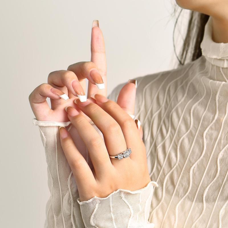 3 Stone Synthetic Moissanite Ring D Color VVS1  for Women Birthday Gift Engagement Wedding Anniversary fine jewelry R014